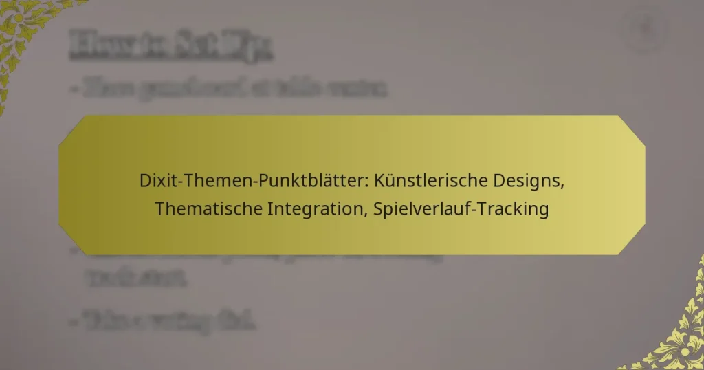 Dixit-Themen-Punktblätter: Künstlerische Designs, Thematische Integration, Spielverlauf-Tracking
